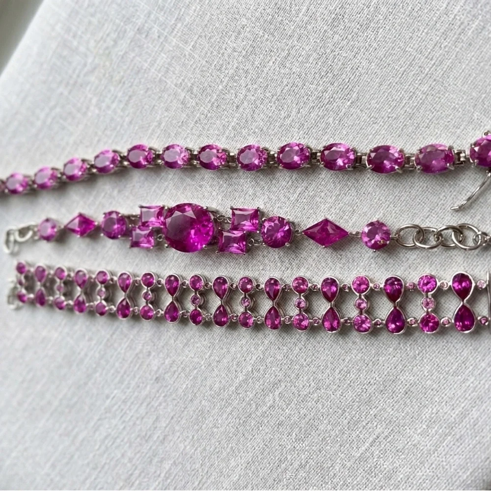 Choose Your Style: 925 Sterling Silver Pink Stone 7